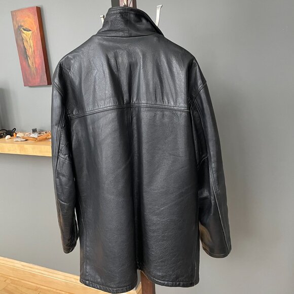 Schott NYC men leather jacket long with lining  heavy k leather vintage size 46 - Picture 5 of 10